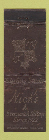 Matchbook Cover - Nick's Steaks Greenwich Village New York City WORN