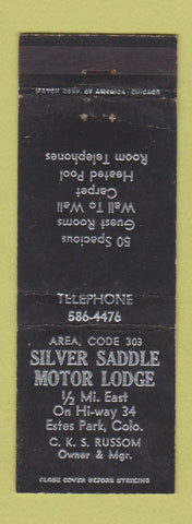 Matchbook Cover - Silver Saddle Motor Lodge Estes Park Colorado WEAR