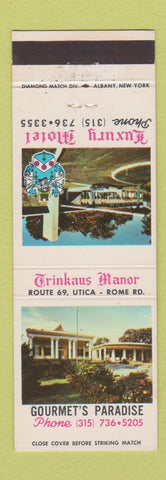 Matchbook Cover - Trinkaus Manor Motel Utica NY