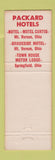 Matchbook Cover - Packard Hotels Motels Mount Vernon Springfield OH