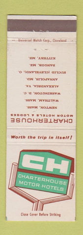 Matchbook Cover - Charterhouse Motor Hotels Newton Waltham MA Bangor ME