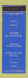 Matchbook Cover - Wilbarger Hotel Vernon TX WORN