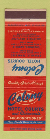 Matchbook Cover - Colony Hotel Courts Nashville TN Louisville KY Columbus GA