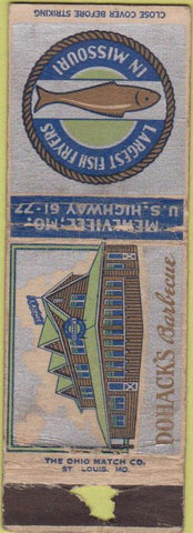 Matchbook Cover - Dohack's BBQ Mehlville MO WORN