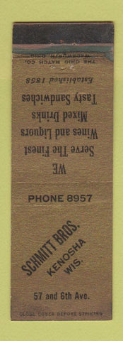 Matchbook Cover - Schmitt Bros Kenosha WI restaurant WORN