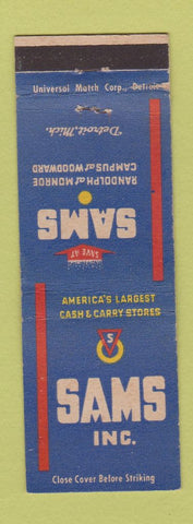 Matchbook Cover - Sams Inc Detroit MI Cash Carry Store Department
