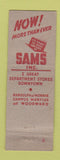 Matchbook Cover - Sams Inc Detroit MI Cash Carry Store Department