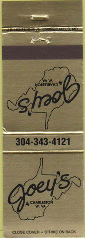 Matchbook Cover - Joey's Charleston WV