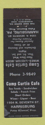 Matchbook Cover - Camp Curtin Cafe Harrisburg PA WEAR
