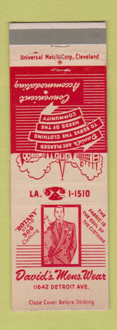Matchbook Cover - David's Mens Clothes Cleveland OH