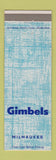 Matchbook Cover - Gimbels Store Milwaukee WI