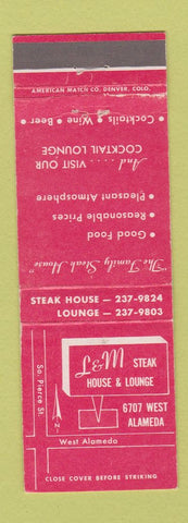 Matchbook Cover - L&M Steak House Denver Colorado WEAR