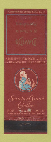 Matchbook Cover - Society Brand Men's Clothes David's Harrisburg PA