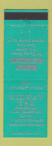 Matchbook Cover - Midway Bar Restaurnt Janesville WI