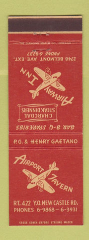 Matchbook Cover - Airway Inn Steaks BBQ New Castle? PA