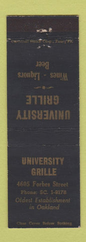 Matchbook Cover - University Grille Oakland CA WEAR