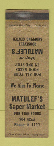 Matchbook Cover - Matulef's Grocery Sporting Goods WEAR