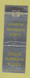 Matchbook Cover - Griggs Superior Foods Grocery Market Carls WEAR