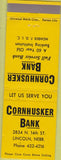 Matchbook Cover - Cornhusker Bank Lincoln NE