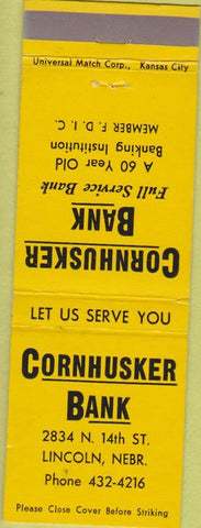 Matchbook Cover - Cornhusker Bank Lincoln NE