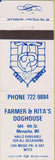 Matchbook Cover - Farmer Rita's Doghouse Menasha WI