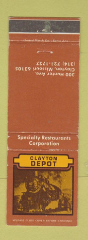 Matchbook Cover - Clayton Depot Clayton MO restaurant railroad WEAR