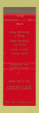 Matchbook Cover - Club Car Boston Hingham Norwood MA