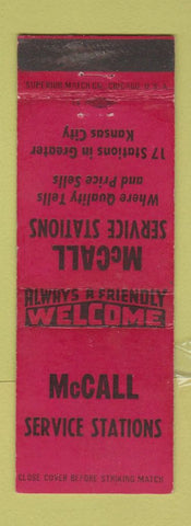 Matchbook Cover - McCall oil gas Kansas City MO WEAR