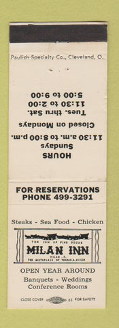 Matchbook Cover - Milan Inn Milan OH Thomas Edison