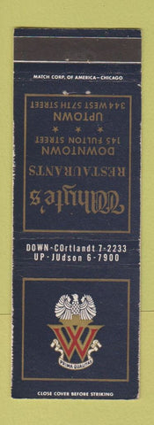 Matchbook Cover - Whyte's Restaurants New York City WEAR
