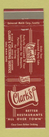 Matchbook Cover - Clark's Restaurants Seattle WA
