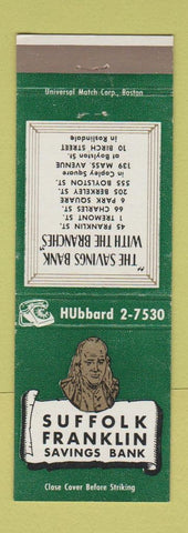 Matchbook Cover - Suffolk Franklin Savings Bank Boston MA Benjamin