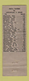 Matchbook Cover - Fox's Lunch Louisville KY WORN