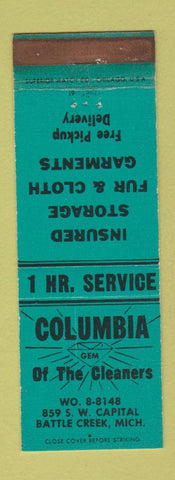 Matchbook Cover - Columbia Cleaners Battle Creek MI WEAR