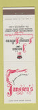 Matchbook Cover - Janssen's Restaurant Hofbrau New York City