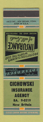 Matchbook Cover - Cichowski Insurance Agency New Britain CT