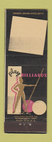 Matchbook Cover - Play Billards Stock Cut girlie WEAR