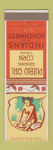 Matchbook Cover - Pueblo Indian Grinding Corn girlie Mesa Verde Mancos Colorado