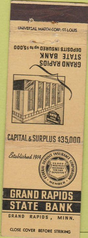 Matchbook Cover - Grand Rapids State Bank MN