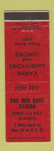 Matchbook Cover - The Red Oaks Tavern WI?
