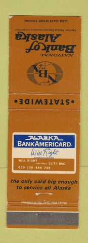 Matchbook Cover - National Bank of Alaska AK WEAR