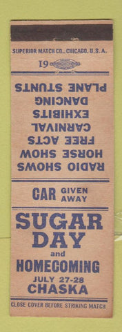 Matchbook Cover - Sugar Day Chaska MN