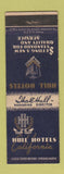 Matchbook Cover - Hull Hotels California CA Hollywood Los Angeles Sacramento