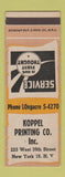 Matchbook Cover - Koppel Printing New York City WORN