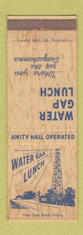Matchbook Cover - Water Gap Lunch Amity Hall PA