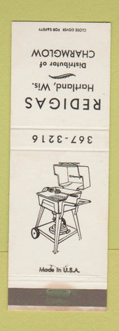Matchbook Cover - Redigas propane Hartland WI grill