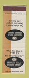 Matchbook Cover - Security Title Insurance Los Angeles CA