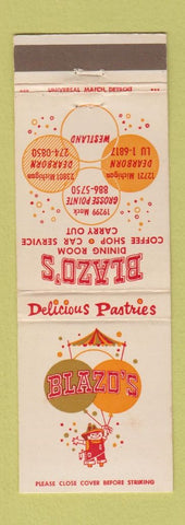 Matchbook Cover - Blazo's Restaurant Dearborn MI WEAR