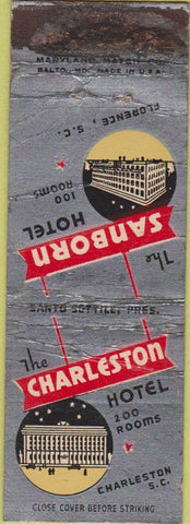 Matchbook Cover - Charleston Hotel SC WORN CREASES