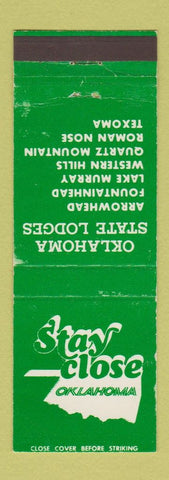 Matchbook Cover - Oklahoma State Lodges Texoma Roman Nose Lake Murray WEAR